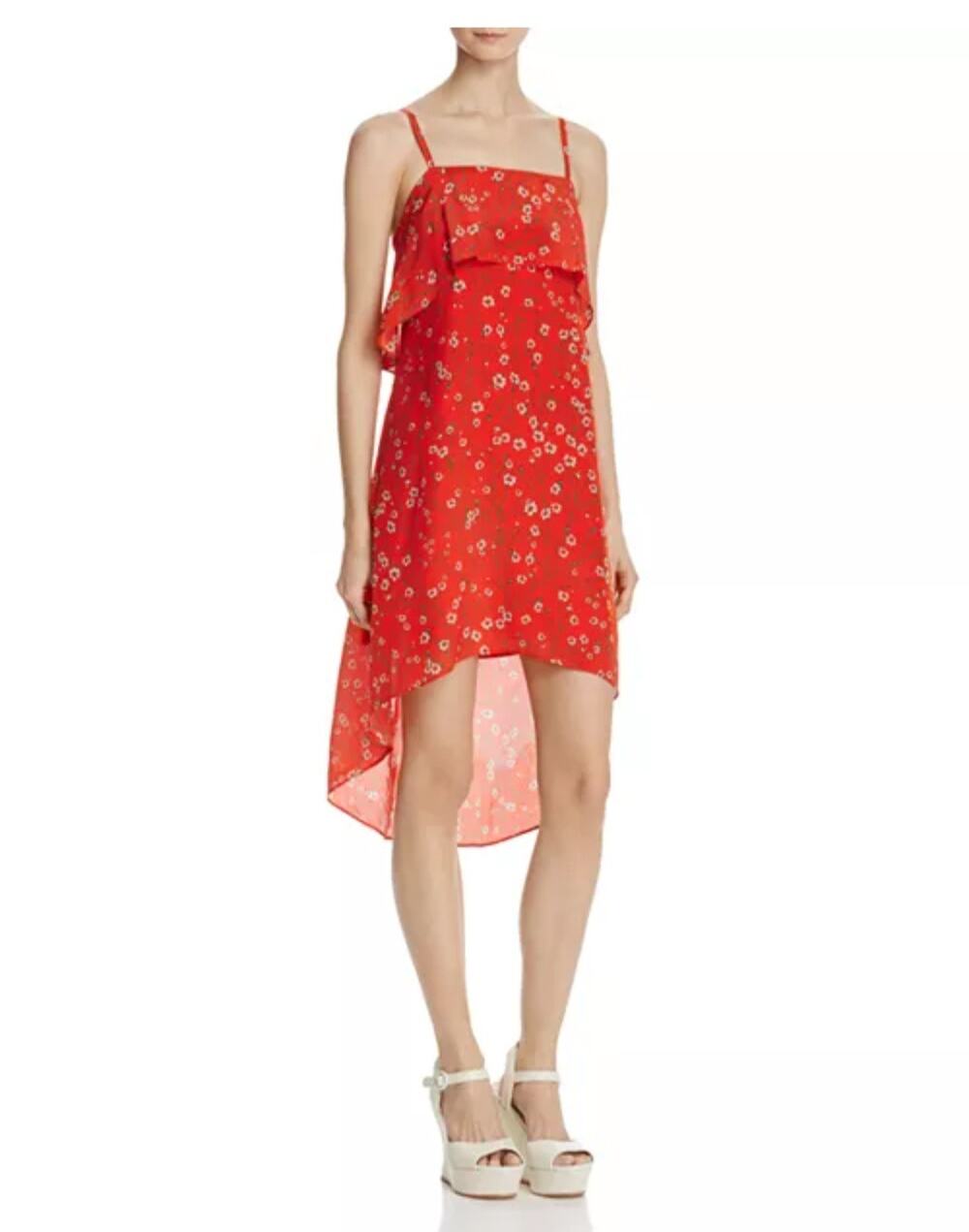 Alice + Olivia Reese High Low Dress Red Daisy Floral Size S